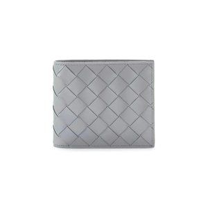 BOTTEGA VENETA Woven Leather Bi-Fold Wallet Grey/Sliver